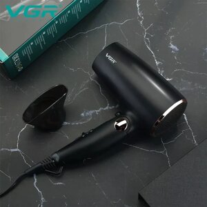 Фен для волосся дорожній VGR V-439 Чорний | Складаний портативний фен для укладання