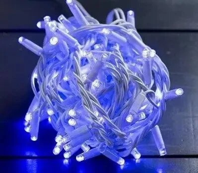 Гірлянда 300 LED (RD-7144) 25м Провід-Білий, Колір ламп-синій | Святкове освітлення
