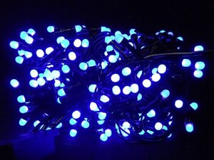 Гірлянда чорний дріт кругла матова лампа 300 LED (синій) LED300B-10 | Новорічне світлодіодне освітлення