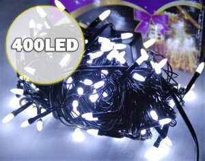 Гірлянда чорний дріт матова лампа 400 LED (білий) LED400W-3 | Новорічне освітлення