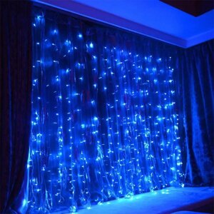 Гірлянда Водоспад прозорий дріт 2,0 мХ2,0м 240 LED (синій) IT-RAINS-240-B | Новорічне світлодіодне освітлення
