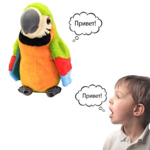 Інтерактивна іграшка мовець Папуга (червоний, зелений) Дитяча м'яка іграшка | Іграшка-повторюшка