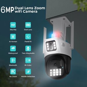 Камера відеоспостереження PTZ вулична Wi-Fi A23 (3mp+3mp) (ICSEE) Вулична поворотна камера
