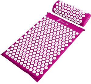 Ортопедичний килимок масажний ФІОЛЕТОВИЙ Acupressure mat з подушкою | Килимок для масажу тіла