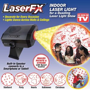 Лазерний проєктор LASER FX з динаміком (5 вбудованих зображень, можливість під'єднання до смартфона)