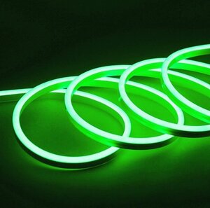 Стрічка силіконова LED NEON Зелена 5 м 12V-220V | Гнучка світлодіодна стрічка | Підсвітка неон