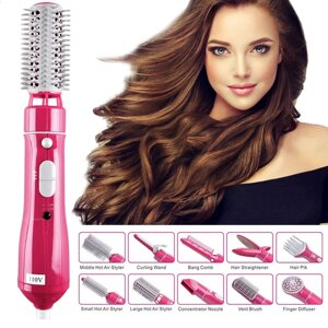 Багатофункціональний фен 10 в 1 Hair Styler 87010 | Стайлер для випрямлення та завивання волосся Рожевий