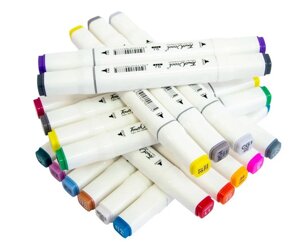 Набір маркерів для скетчинга (24 шт.) Білий | Двосторонні маркери на спиртовій основі | Скетч-маркери