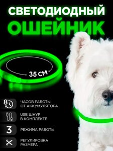 Нашийник Світний для собак O004-35CM Вологостійкий з Регулюванням довжини