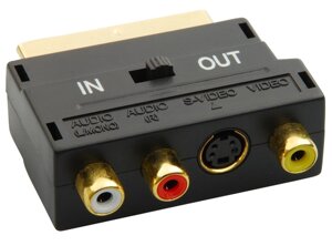 Перехідник SH3009 Scart на 3 RCA S-Video AV з перемикачем