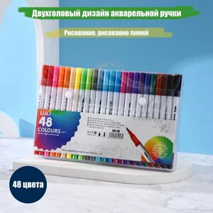 Професійний набір маркерів-лайнерів і маркерів-пензів із м'якою головкою на водній основі 48 шт.