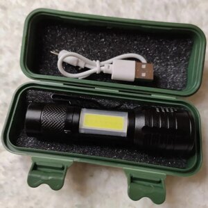 Світлодіодний ліхтарик Bailong Police COB USB BL-515 у пластиковому чохлі | Ручний ліхтар на акумуляторі