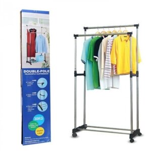 Телескопическая стойка для одежды Double pole Мини | Переносная вешалка | Подставка для одежды