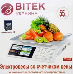 Ваги BT-982 ВІТЕК 55 кг Metal | Ваги електронні торгові | Електронні ваги з лічильником ціни