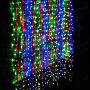 Xmas гірлянда LED (Водоспад 3 м х 2 м) 320-M Мультиколірна | Новорічна гірлянда на вікно | Гірлянда-штора