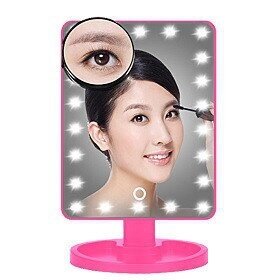 Дзеркало для макіяжу з LED підсвічуванням Magic MakeUp Mirror прямокутне РОЖЕВЕ