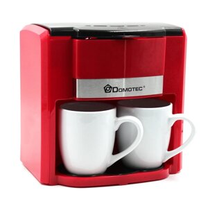 Електрична кавоварка + 2 чашки Domotec MS-0705 Червона | Електрокавоварка крапельна