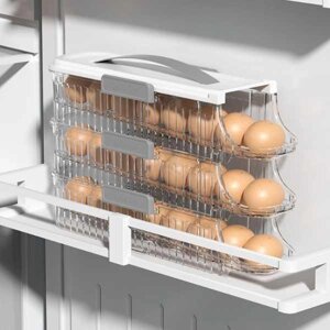 Контейнер для зберігання яєць на бічні дверцята холодильника, 3 яруси | Трирівневий контейнер для яєць