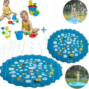 Надувний килимок із фонтаном для дітей із малюнками | Міні басейн | Дитячий басейн із водяними бризками