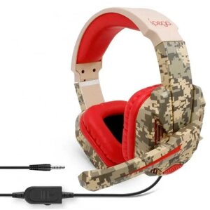Навушники ігрові iPega Gaming PG-R005 червоний камуфляж ⁇ Дротові навушники для комп'ютера