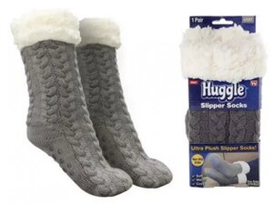 Плюшевые носки-тапочки Huggle Slipper Socks | Теплые носки с подошвой