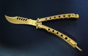 Тактичний ніж типу Золотий метелик з нержавіючої сталі Balisong 9573 | Фігурний золотий філіппінський ніж