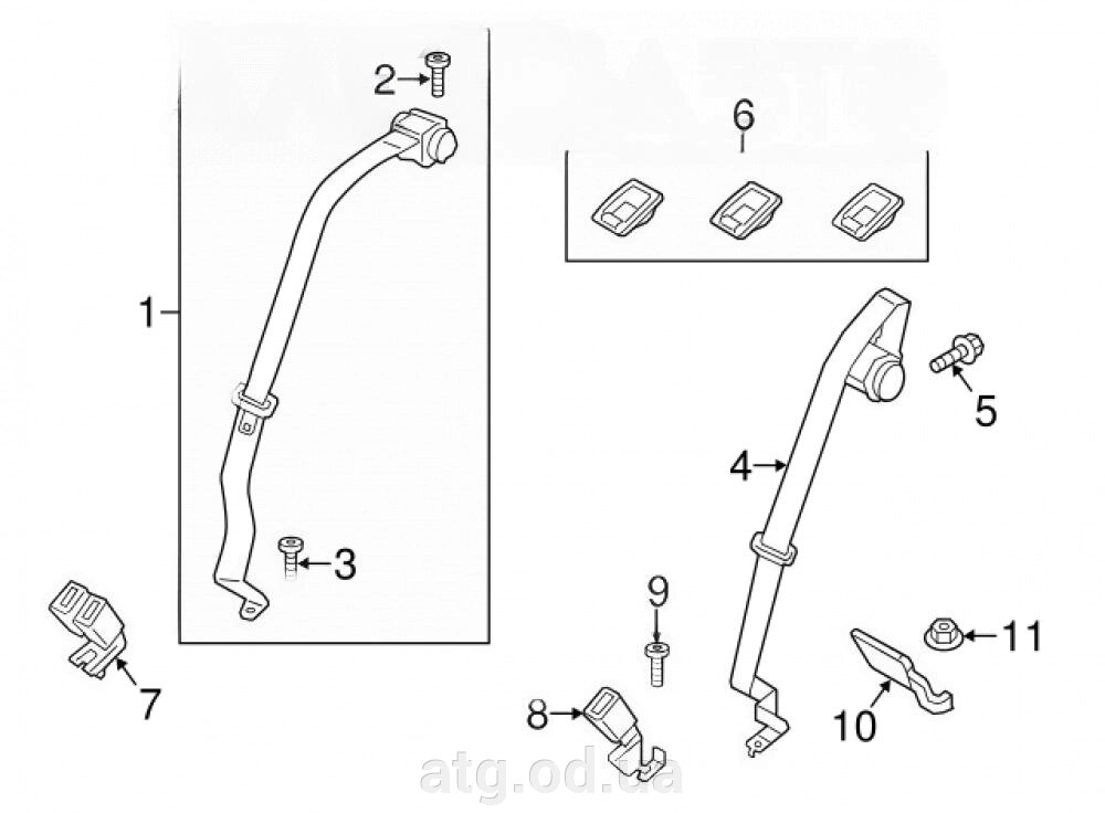 Ремінь безпеки правий Lincoln MKZ 10-12 оригінал під відновлення BE5334611B08AVW від компанії ATG-Parts - запчастини кузова та оптика - фото 1