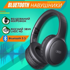 Бездротові навушники на голову з мікрофоном повнорозмірні Bluetooth 5.3 з хорошим звуком чорні блютуз XO