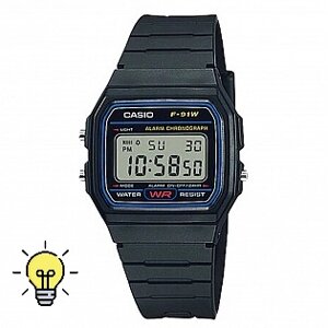 Годинник чорний оригінальний чоловічий Casio F-91W-1 retro оригінал, електронний ручний годинник чоловічий касіо