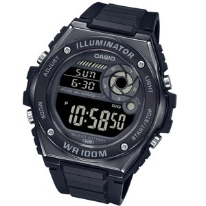 Годинник чоловічий чорний Casio оригінал MWD-100HB-1B, наручний годинник Casio Касіо водонепроникний 100м з