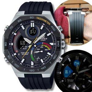 Годинник чоловічий наручний Casio Edifice оригінал сонячна батарея каучуковий ремінець підсвічування Bluetooth ECB-950