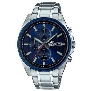 Класичний чоловічий годинник Casio Edifice з датою водонепроникний з синім циферблатом Касіо наручний EFV-610DB