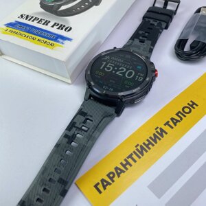 Круглий смарт годинник розумний чоловічий із дзвінком водонепроникний Smart Watch з українською мовою Modfit SniperPro