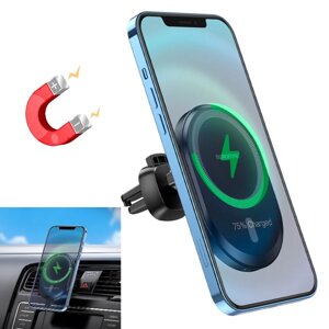 Магнітний тримач для айфона в машину з бездротовим заряджанням Magsafe Автомобільний тримач для iPhone 15W