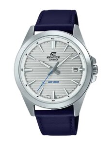 Чоловічий круглий наручний годинник кварцовий з датою Casio Edifice EFV-140L, Чоловічий годинник з білим циферблатом