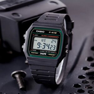 Наручний годинник Casio оригінал чорний F-91W retro collection, чоловічий Casio наручний годинник Касіо Ретро