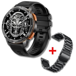 Смарт годинник чоловічий чорний чорний круглий з металевим браслетом Smart Watch розумний з дзвінком Modfit Base T2