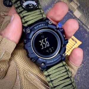 Військовий годинник з компасом паракордовий ремінець Skmei чоловічий електронний тактичний годинник електронний компас
