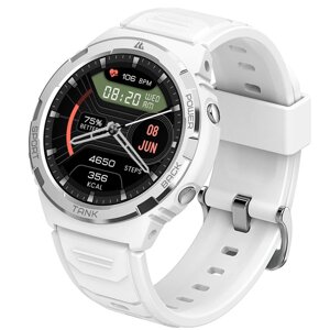 Жіночий смарт годинник з ремінцем круглий білий водонепроникний розумний годинник bluetooth Smart Watch Kospet Tank S1