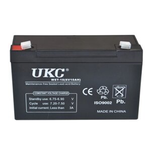 Акумулятор BATTERY 6V 10A UKC жуйково-кислотна акумуляторна батарея 6В