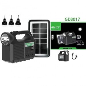Автономна система освітлення та заряджання мобільних пристроїв із сонячною панеллю GDLITE GD8017 MK II