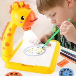 Детский стол проектор для рисования со светодиодной подсветкой Желтый | Комплект для рисования