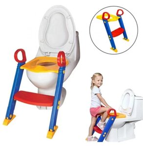 Дитяче сидіння на унітаз зі сходинкою і ручками Childr Toilet Trainer | Накладка на унітаз для дітей