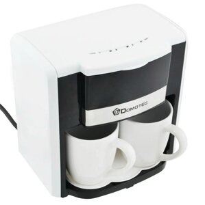 Електрична кавоварка + 2 чашки Domotec MS-0706 Біла | Електрокавоварка крапельна
