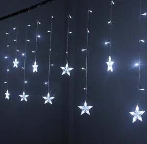 Гірлянда Штора 16 Підвісних зірок Холодне світло | Новорічний Світлодіодне Освітлення