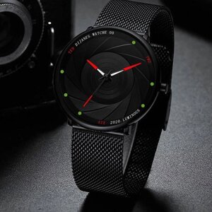 Класичний чоловічий годинник Dijanes watche з червоними стрілками | Кварцовий наручний годинник