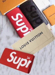 Клатч портмоне LouiS Vuitton Supreme на кнопці унісекс (зелений, червоний, синій, чорний)