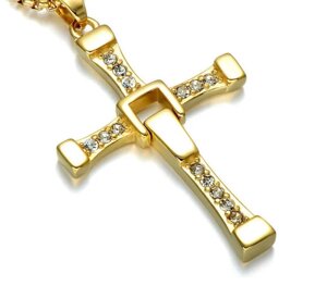Крест Доминика Торетто с цепочкой ЗОЛОТО | Бижутерия крестик с цепочкой Dominic Toretto Форсаж