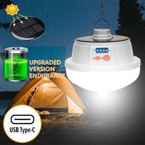 Лампа на акумуляторі USB BL-2026 | Кемпінгова лампа з гачком сонячною панеллю | Ліхтарик у намет
