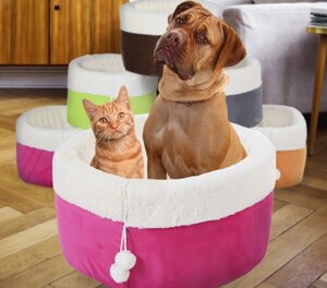 М'яка лежанка для собак і кішок 46х27 см | Кругла ліжечко для тварин | Спальне місце для котів і собак